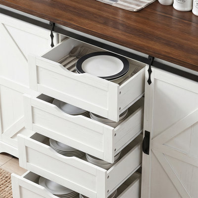 Îlot de cuisine de 72 po avec espace de rangement pour réfrigérateur et prise de courant K&K
