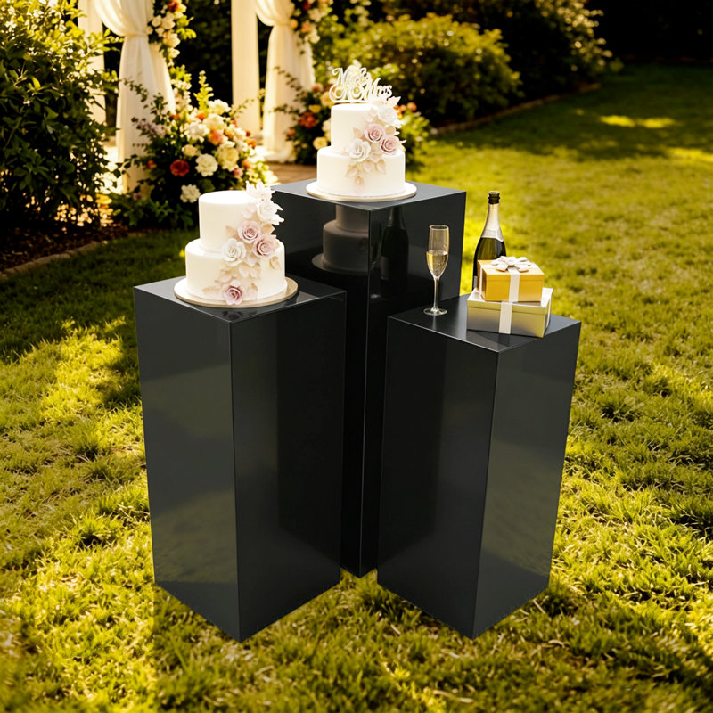 Ensemble de 3 présentoirs modernes en acrylique, socles à plusieurs niveaux pour la décoration de mariage et d'intérieur