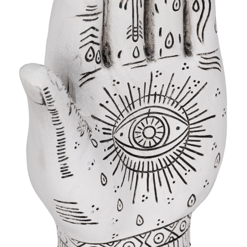 Statue artistique en résine à la main avec style tatoo pour la décoration intérieure - Sculpture décorative pour bureau ou salon - Blanc