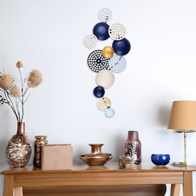 Accessoire mural décoratif en métal peint à la main, 37,4 x 15,7 pouces | 100% métal, épaisseur: 0,06 pouce | Variations de couleurs uniques, conception murale facile à suspendre | Parfait pour la décoration intérieure et les amateurs d'art