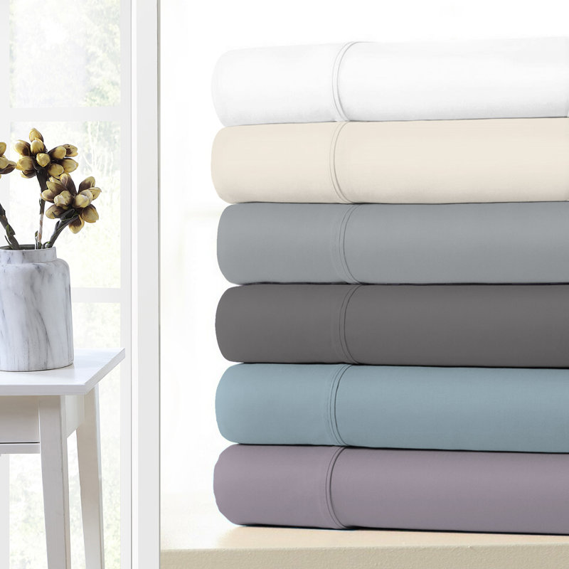 Ensemble de draps en percale 100% coton biologique à densité de tissage 300 fils Adelaja, Rose pâle