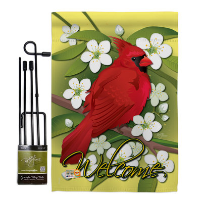 "jardin friends oiseaux" , décoration de polyester de 2 côtés 18,5 x 13 po ensemble de drapeau