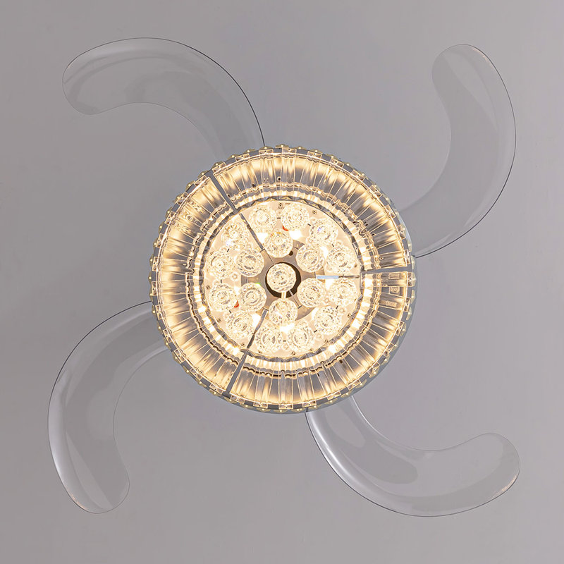 Presnell Dimmable Crystal Ceiling Fan with LED Lights and Remote Control
