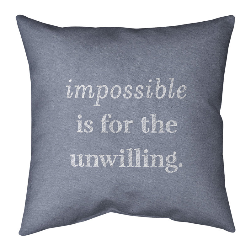 Housse de coussin en lin « impossible à écrire », 14 po x 14 po, Denim