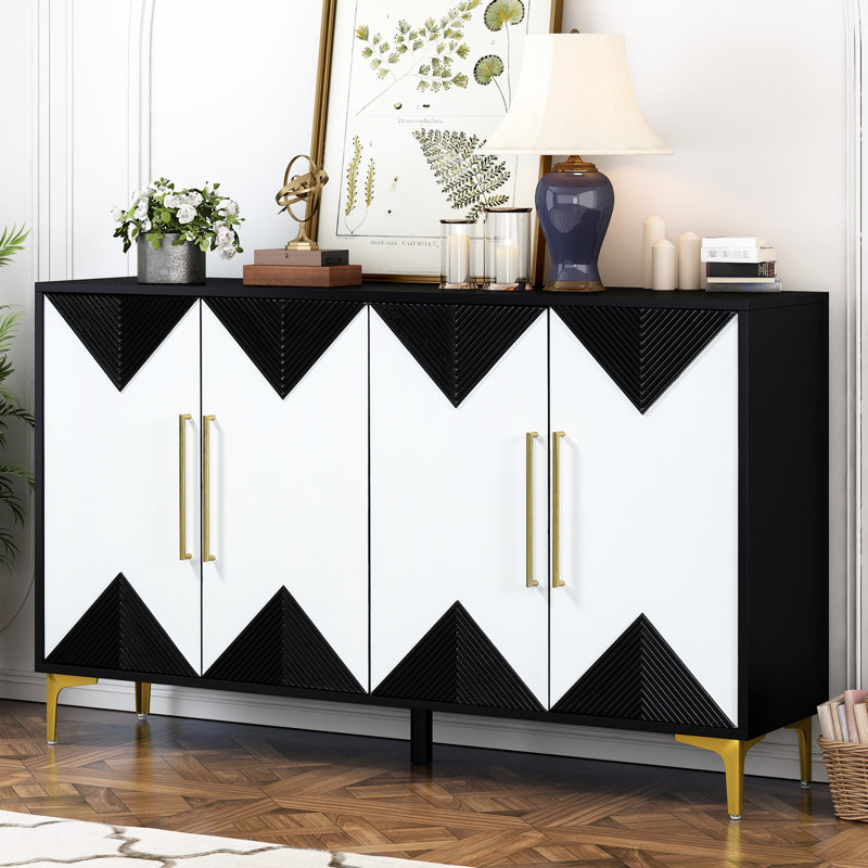 Armoire moderne avec un design triangulaire bicolore - rangement fonctionnel pour la maison, Noir blanc