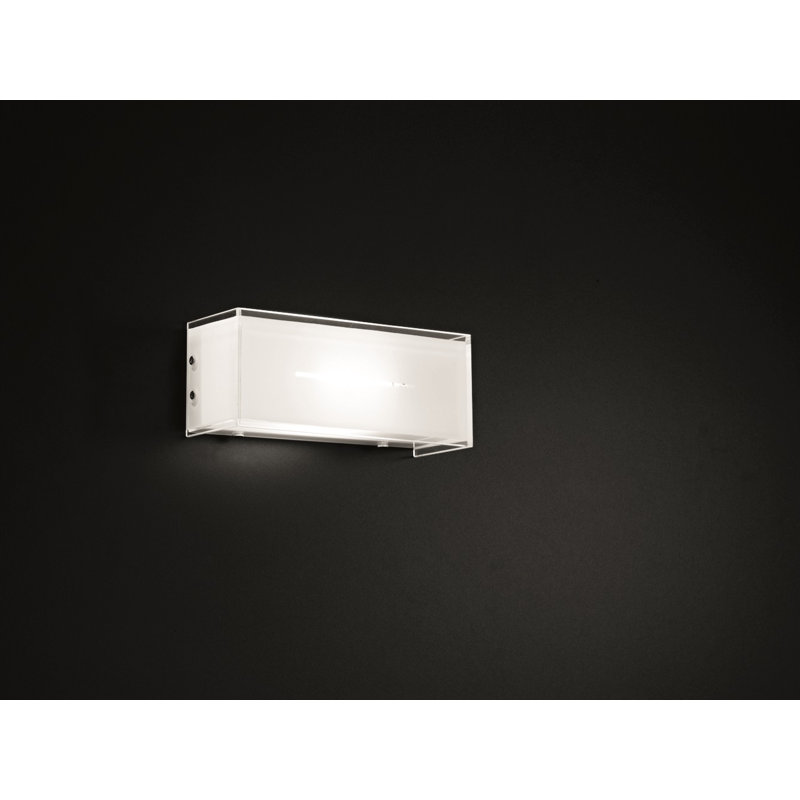 Trave Glass Flush Mounted Sconce, 10 cm H x 24 cm W x 8.5 cm D, White
