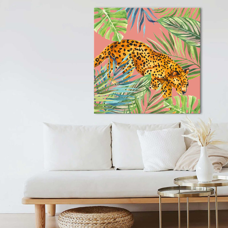"Tropical Cat I" by Tava Studios Print on Canvas, H 18 po x l 18 po x P 1 po