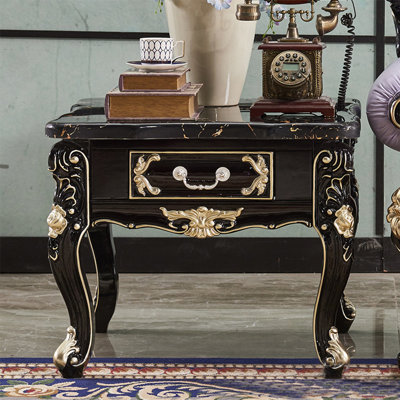 Petite table de bout Vintage en marbre sculpté