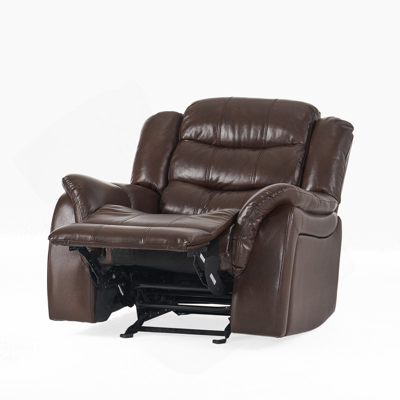 Texian 71" Wide Manual Glider Club Recliner, Brown Faux leather