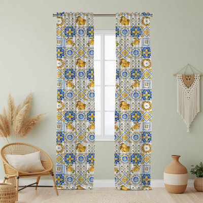 Semi Sheer Fruit Print Curtain Single Panel