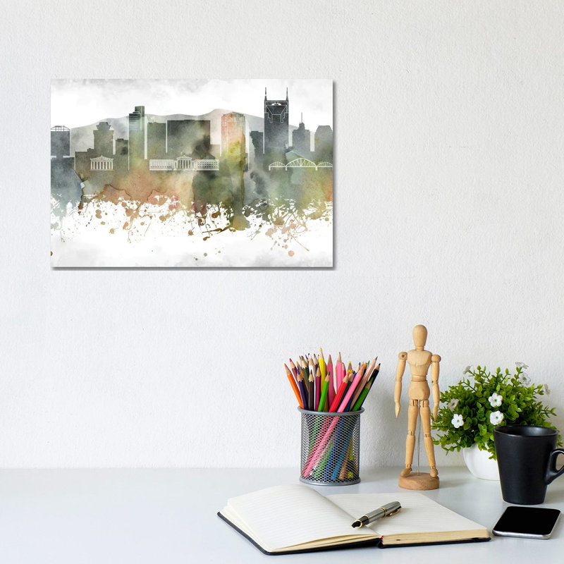 Nashville Skyline by WallDecorAddict - Wrapped Canvas Print, 20.32cm H x 30.48cm Wx 1.905cm D