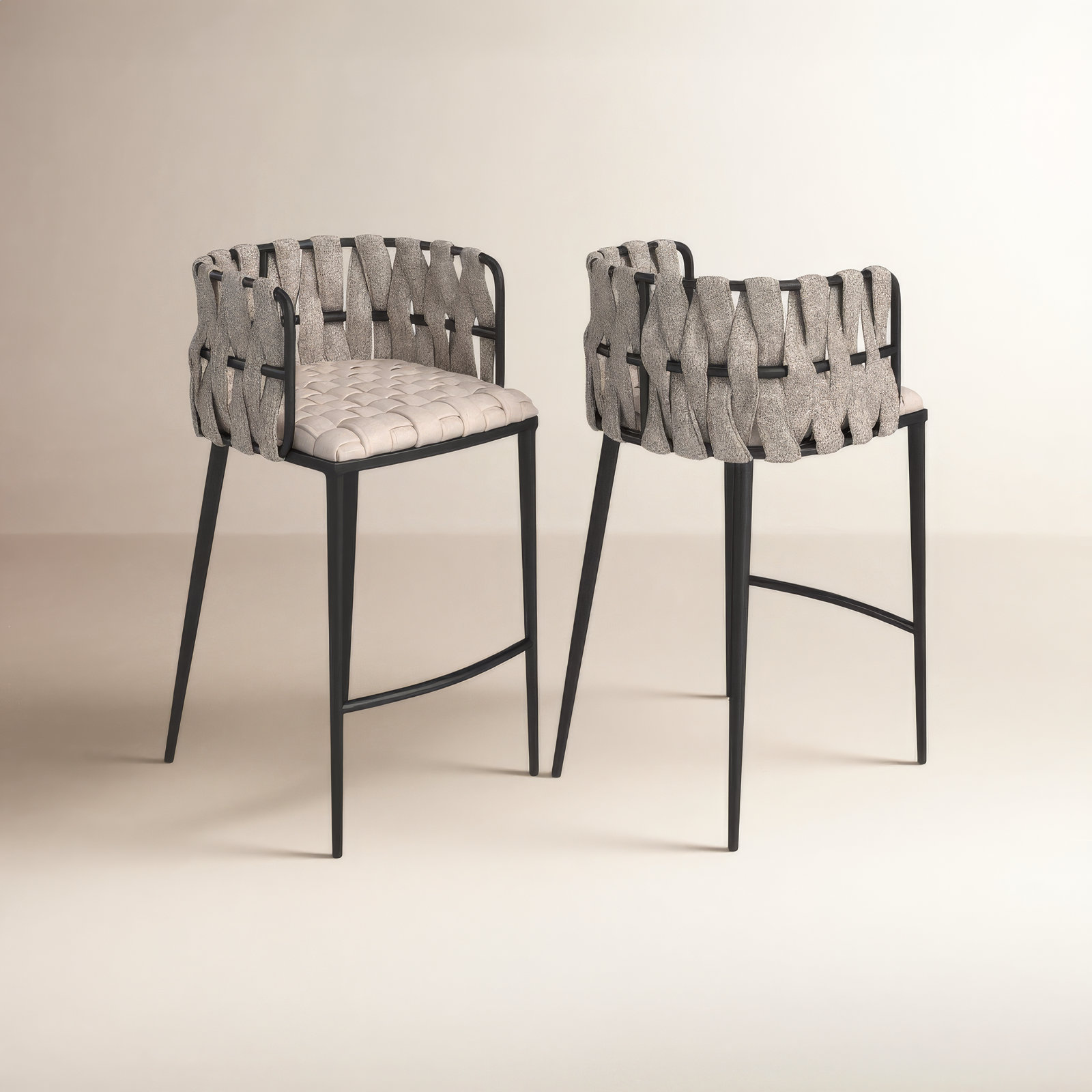 Tyrone 27" Counter Stool, Off White, Black