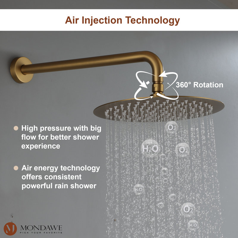 Brushed Gold Dual-Function Rain Shower System with Handheld
