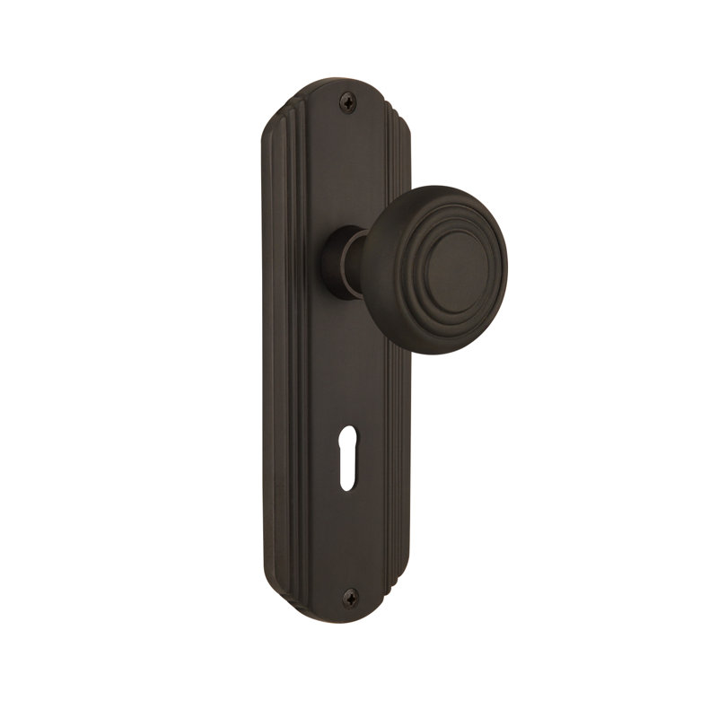 Deco Plate with Decorative Keyhole and Deco Door Knob, Oil-Rubbed Bronze