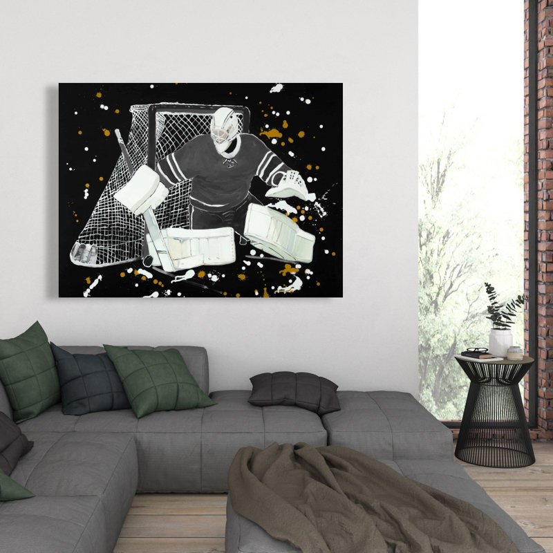 Toile de gardien de but de hockey - décor de sport noir pour la maison