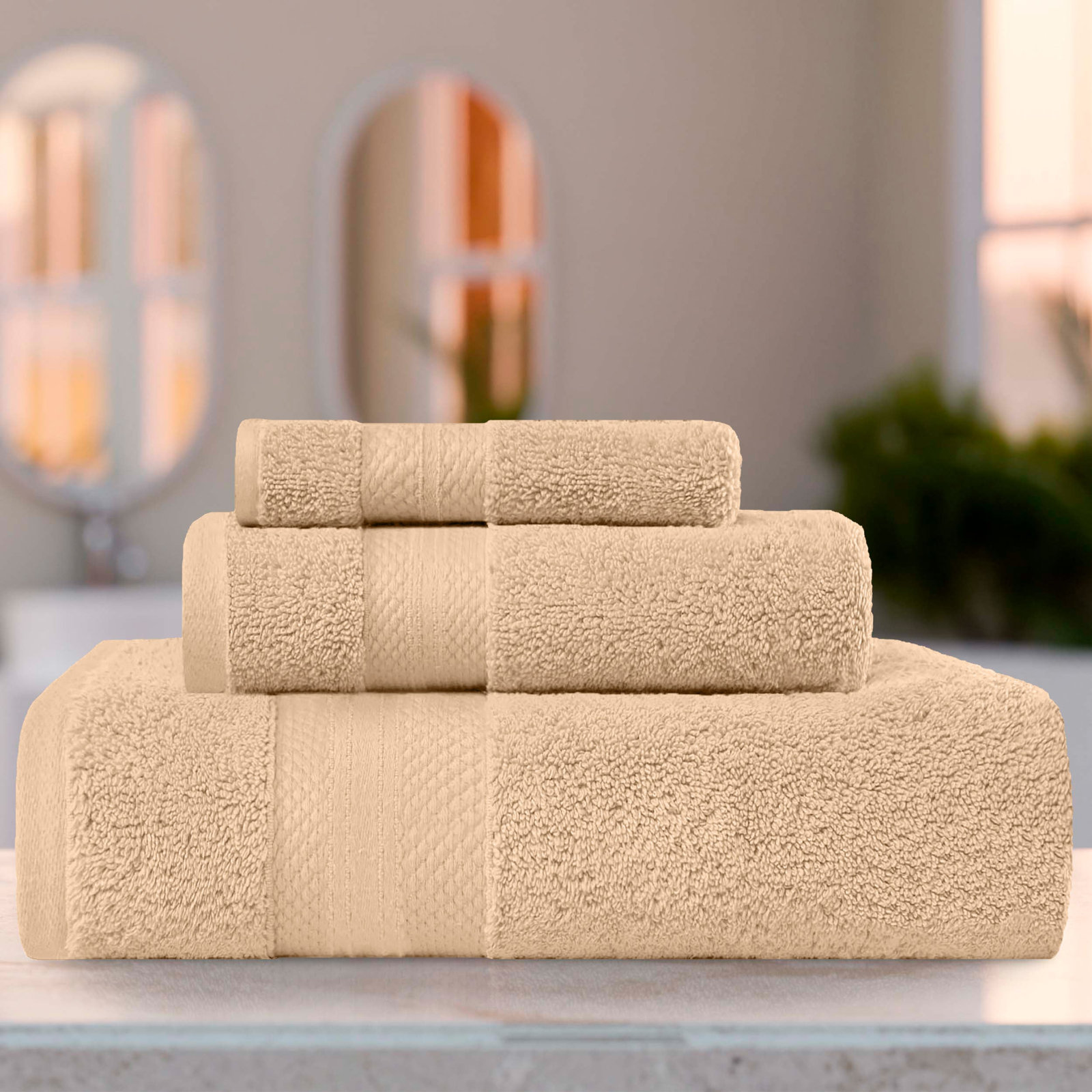 Finnian Ultra-Plush Heavyweight, 100% Turkish Towel Collection, Hazelnut, 3 Piece Towel Set