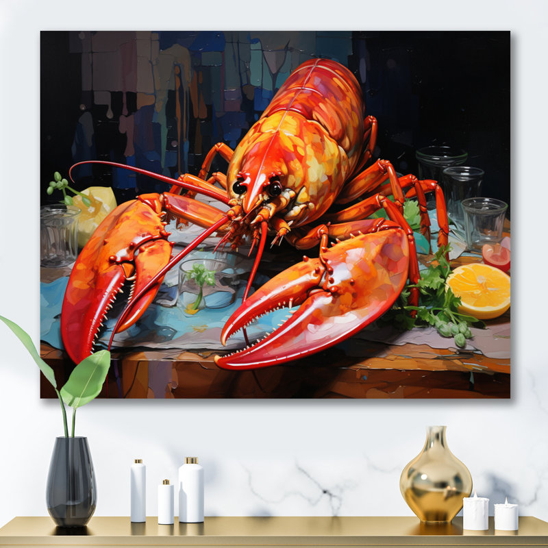 Red Lobster Meal Framed On Canvas Print, Toile tendue, H 34 po x l 44 po x P 1,5 po