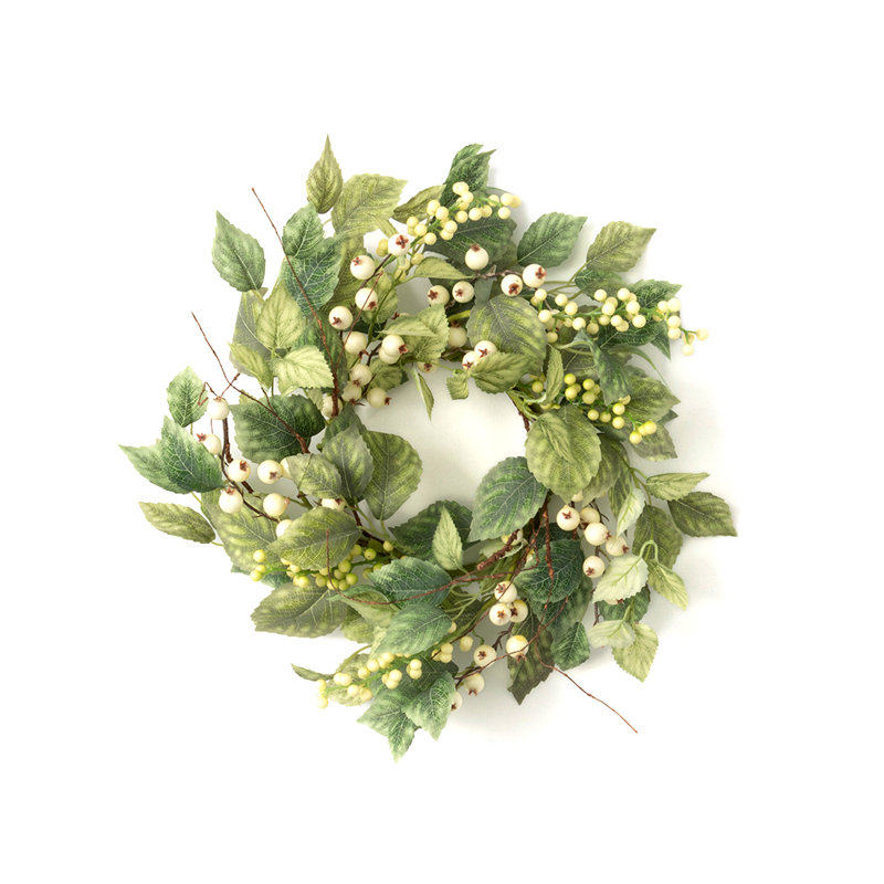 Artificial Leaf & Berry Wreath, 17" H x 17" W x 7" D