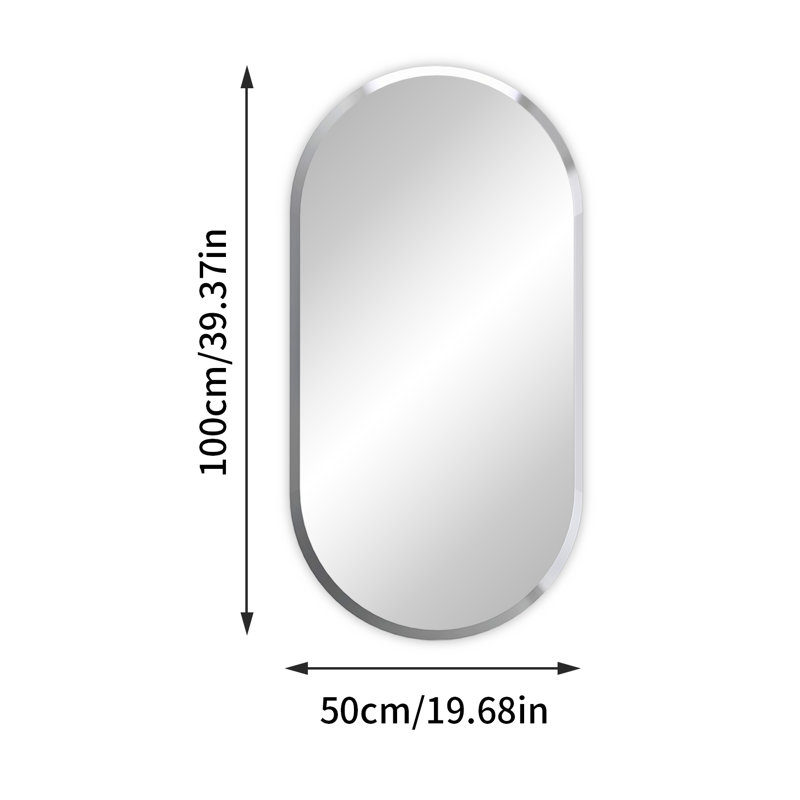 Rithi Long Oval Flat Wall Mirror, 100cm x 50cm