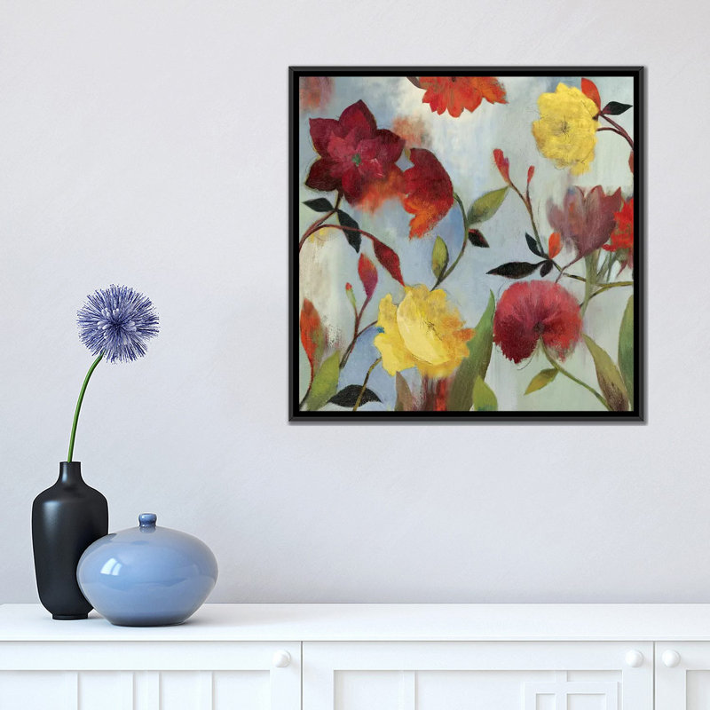 «Wildflowers II», reproduction sur toile, H 18 po x l 18 po x P 1,5 po, Toile avec cadre noir, Pas de tapis