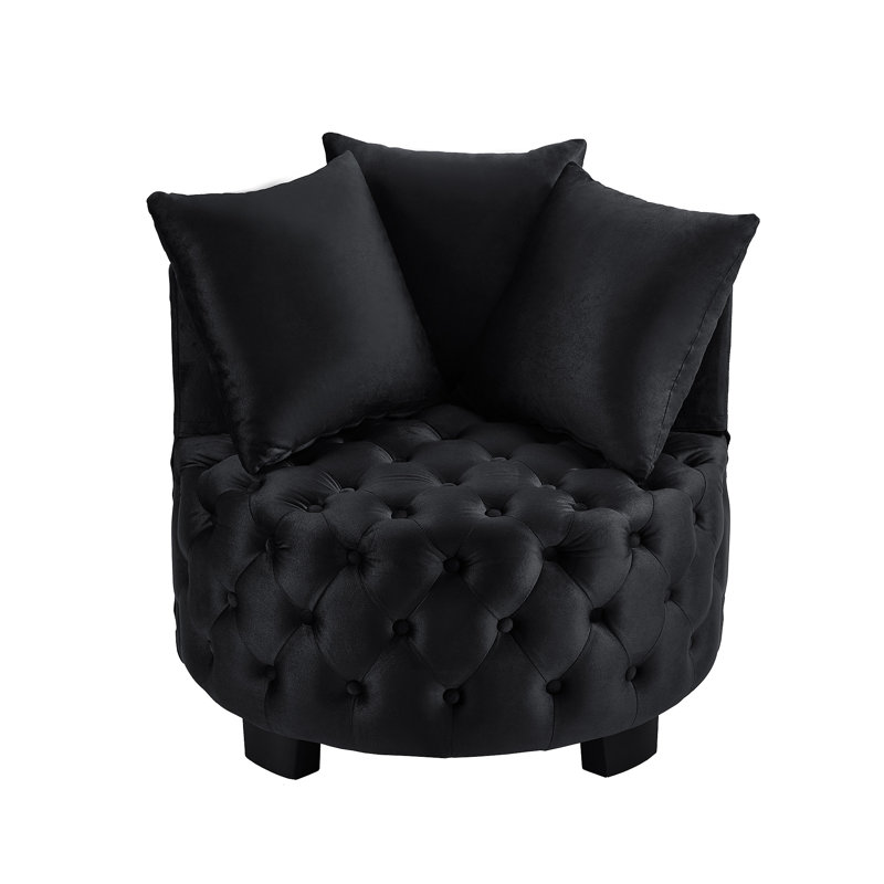 Chaise d'appoint contemporaine rembourrée et capitonnée, Noir