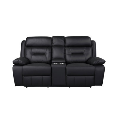 Causeuse inclinable électrique avec console et porte-gobelets, noir