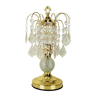 Lampe de table moderne dorée 15 "avec décor en verre - Lampe de table en céramique à contrôle tactile pour le salon et la chambre à coucher