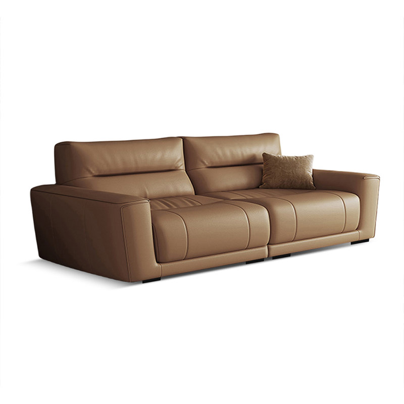 Coffee Genuine Leather Modular Sofa cushion couch