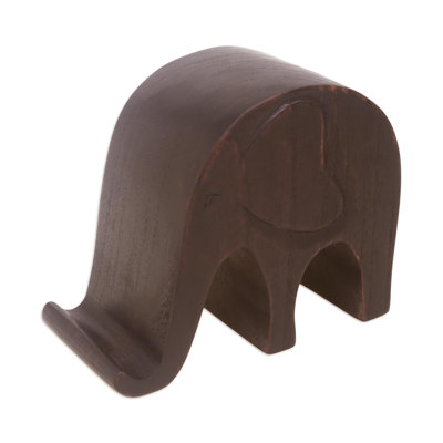 Latitude Run® Handmade An Elephant Never Forgets Wood Phone Holder