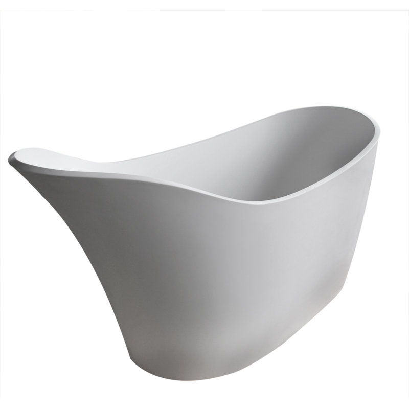 Matte White 90'' Freestanding Solid Surface Bathtub