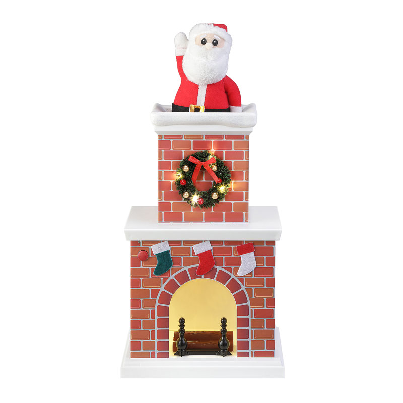 Animated Santa in Chimney with LED Lights and Music