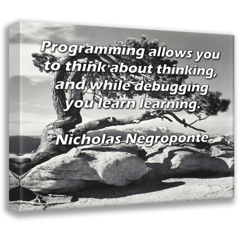 ArtsyQuotes Gallery Wrapped Canvas By Nicholas Negroponte: "Programming allows you to think about thinking, and while debugging you learn learning."