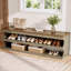 Upholstered Bench with Shelves