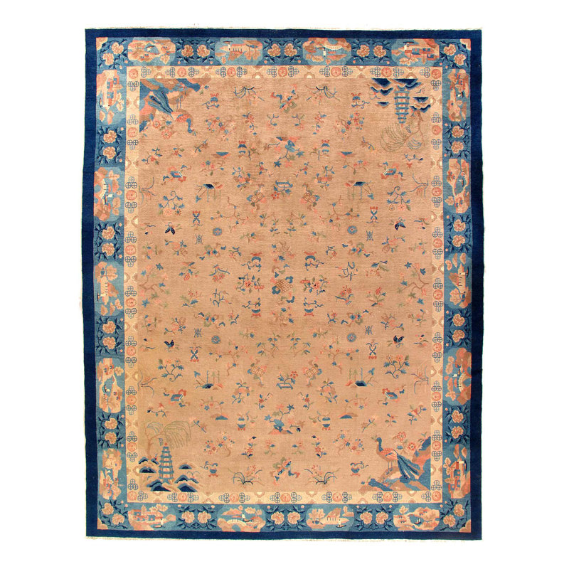 Antique Chinese Hand knotted Art Deco 9'X 11'4"
