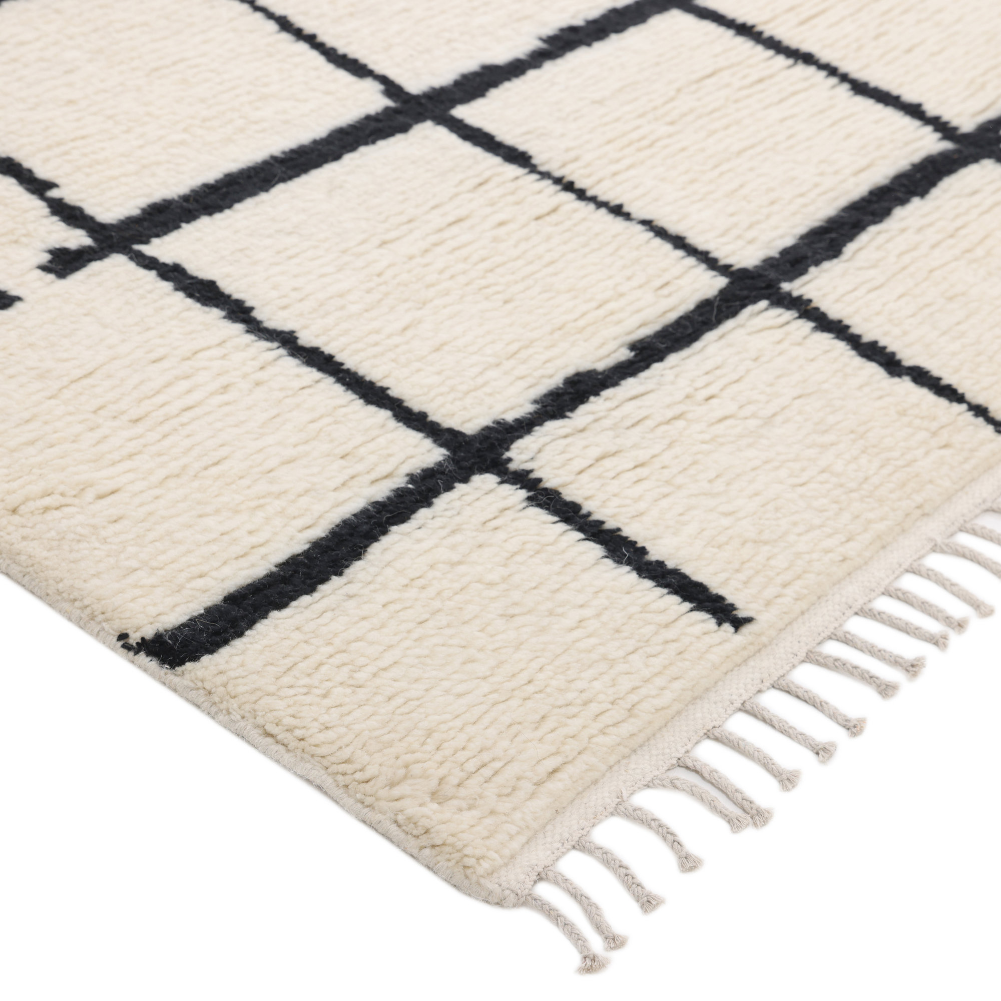 Hoxton Handmade Ivory/Black Rug, Rectangle 8' x  10'