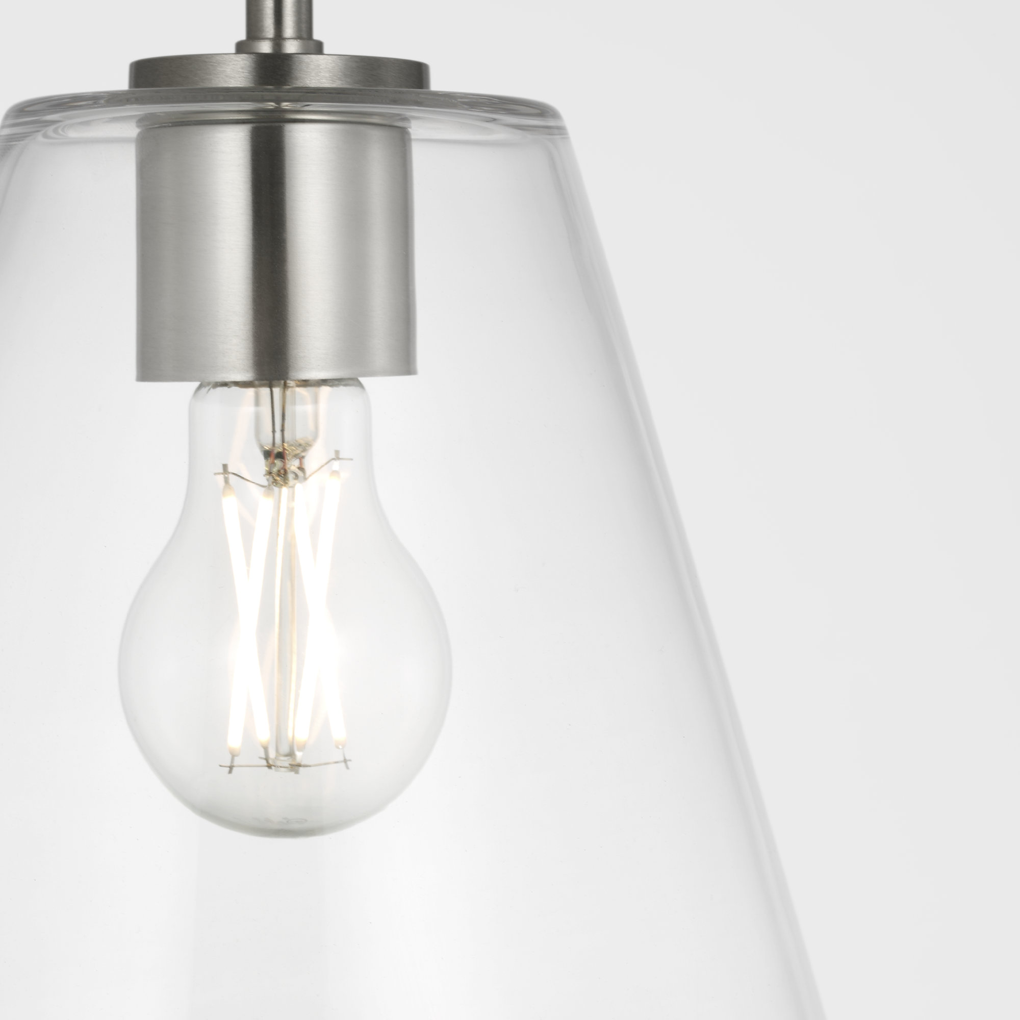Hayden One Light Pendant, Clear, Brushed Nickel