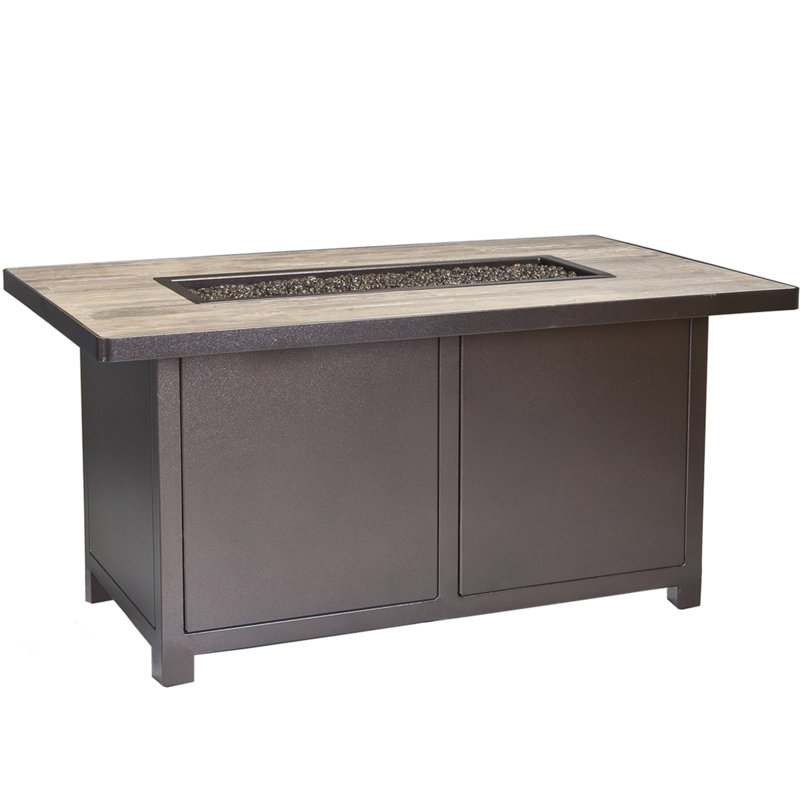 Capri Rectangle Iron Propane and Natural Gas Fire Pit Table, Graphite, 24" H x 50" W x 30" D, Pallazo White