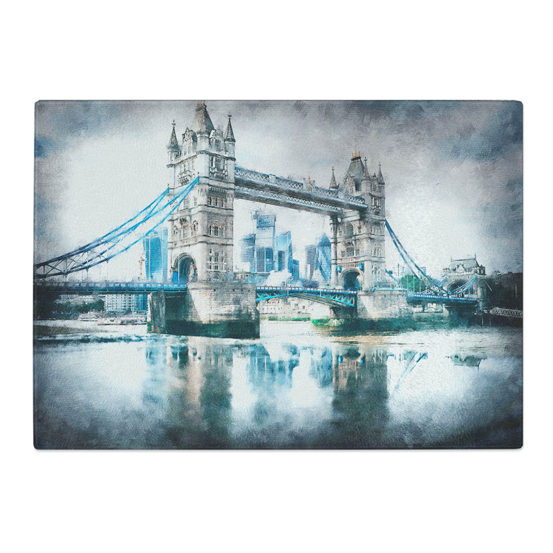 Tempered Glass London Bridge Chopping Board, 20 cm x 28.5 cm