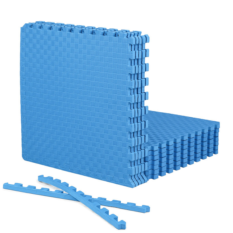 Blue EVA Foam Interlocking Gym Floor Tiles, 24" x 24"