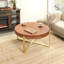 Table basse ronde en bois 33,86 po avec pieds en croix dorée-1408403515-1408403493