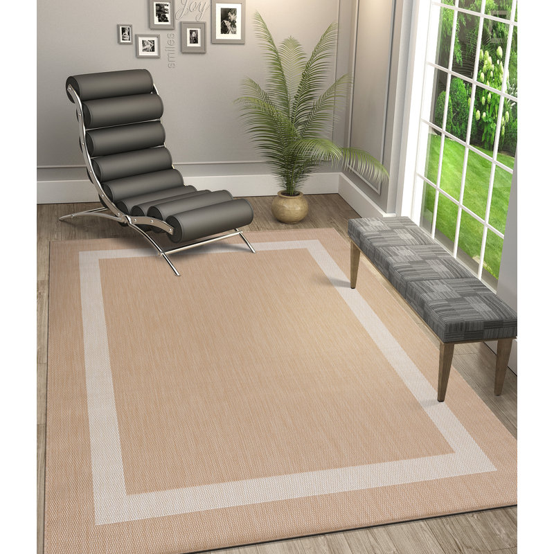 Tapis intérieur / extérieur beige Mekih, Rectangle 5 pi x 7 pi