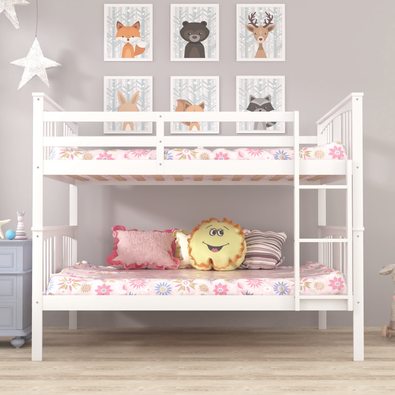 Lit superposé double avec échelle pour chambre à coucher, Blanc