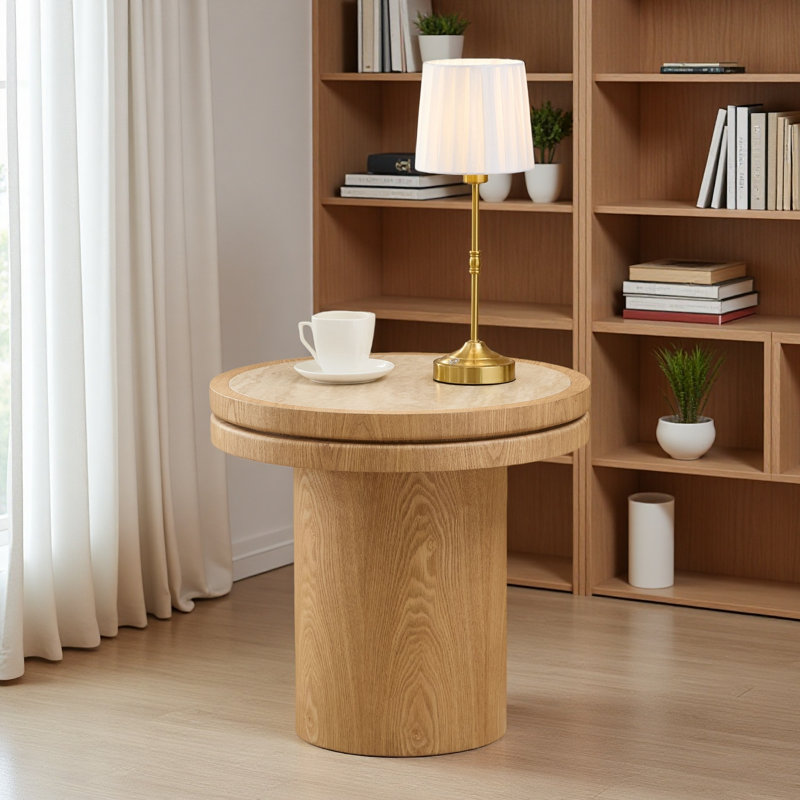 Table de bout en bois aggloméré rond de 19,49 pouces en panneau de fibres à densité moyenne pour le salon et la chambre à coucher