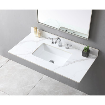 Luxury Sintered Stone Bathroom Vanity Top 43X22inch With 3 Faucet Holes And Ceramic Washbasin 43X22 Sink In Orange Color