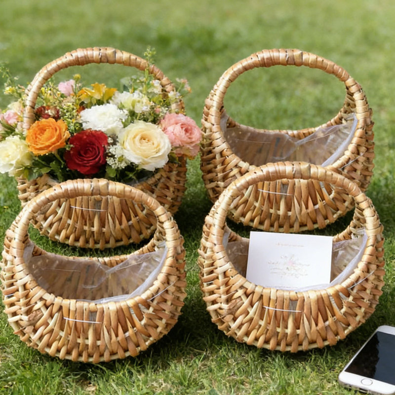 Ensemble de 8 paniers en osier de style rustique pour les demoiselles d'honneur, décorations de Noël, cadeaux de fin d'année, bonbons et cadeaux