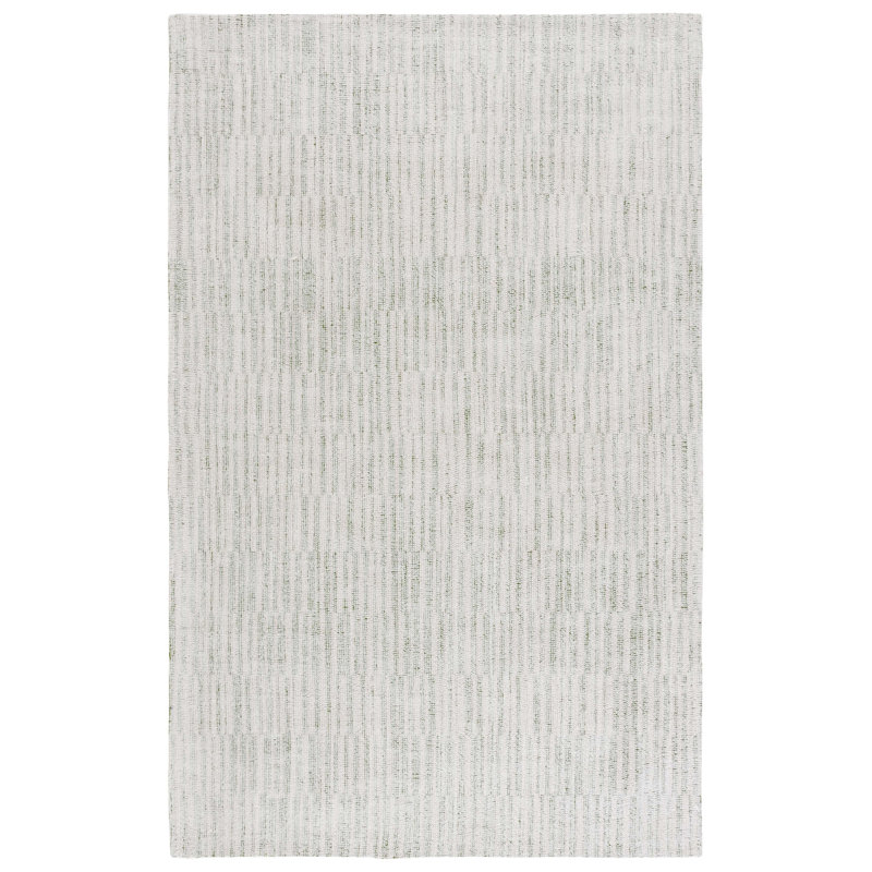 Alniyat 901 Hand Tufted Cotton/Polyester Abstract Indoor Use Only Rug in Green/Ivory, Round 6'