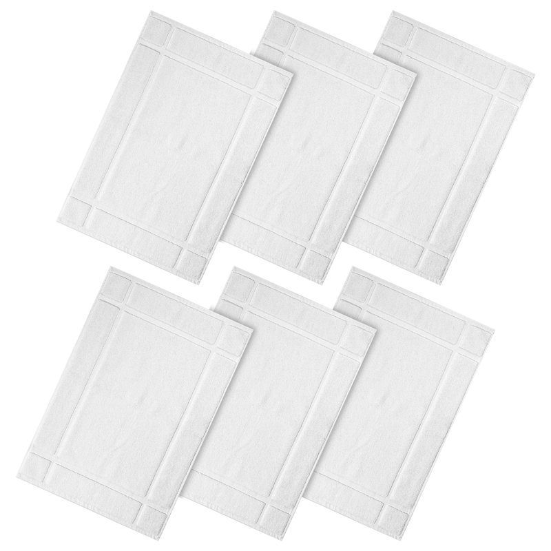 Tapis de bain 100% coton 1350 g / m² pour plancher de salle de bain, Blanc, L 24 po x L 17 po