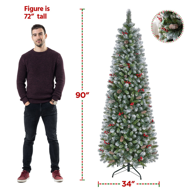 Arbre de Noël artificiel givré pré-éclairé, 7.5'