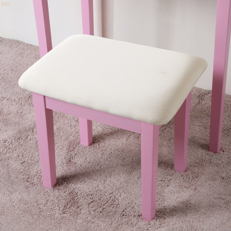 Ensemble coiffeuse et tabouret de maquillage Moniys, Rose