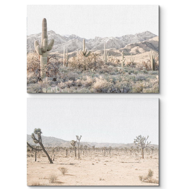 Cactus du désert Cactus du désert de l'Ouest 2 pièces, Toile tendue, H 24 po x l 36 po